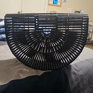 Black Bamboo structured half-moon handbag.  New without tags.